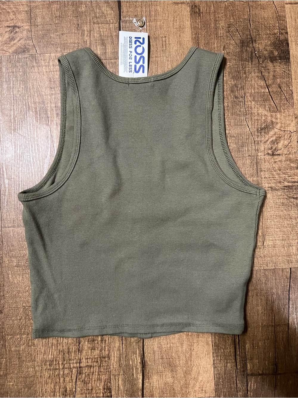 Bozzolo Olive Ribbed Button-Front Crop Tank - Picture 2 of 3